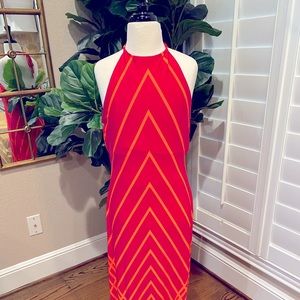 Hot Pink/Orange halter Maxi Dress